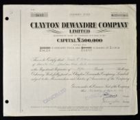 Great Britain Share Certificate Clayton Dewandre Company Limited 1950 certificate for 15 shares.