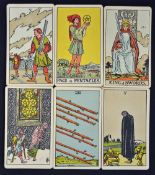 Selection of Minor Arcana Rider-Waite tarot deck cards in large format, size 7 x 12cm, includes 52