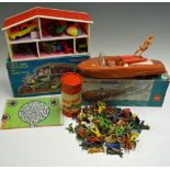 Selection of Plastic Toys to consist of Blue Box Dolls House having 81 pieces boxed together with