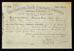 Great Britain Share Certificate The Chester Race Company 1893 (Horse Racing). Certificate for 114