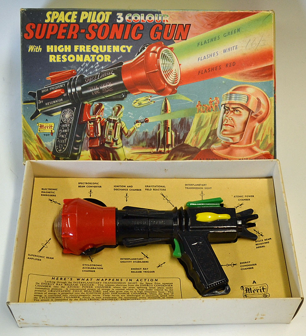 Merit Dan Dare Space Pilot Ray Gun 3 colour super-sonic ray gun, hard plastic, in black, red,