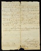 Sir Cloudseley Shovell Signed Set of Orders to Capt. John Baker, Commander of H.M.S Monmouth dated