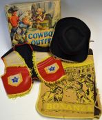 Berwick Cowboy Play Outfit consisting of Hat, Waistcoat, Trousers have a Bonanza illustration on