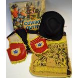 Berwick Cowboy Play Outfit consisting of Hat, Waistcoat, Trousers have a Bonanza illustration on