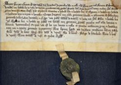 Shropshire c1240 Deed of Gift in relation to Criddon, Bridgnorth, with an intact black seal