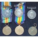 3 x WWI British War and Victory Medal Pairs 25691 Colley, 21109 Seller and 31342 Newband