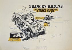 46 Original Comic Artwork Hand Drawn Military Vehicles Story Board Artwork in original Pen & Ink