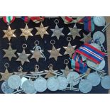 Selection of WWII Medals to include Africa Star, Italy Star, 1939/45, France Star, Germany Star,