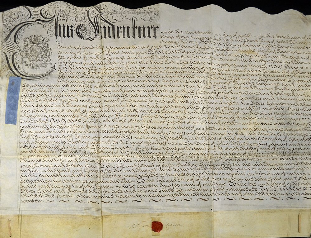 George II Deed of Covenant c1729 Cambridgeshire in relation to Thomas Smith and William Lagden,