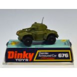 Dinky Toys Daimler Armoured Car No.676 in good condition with aerial and in original open top box