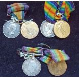 3 x WWI British War and Victory Medal Pairs 14858 Corr, 785832 Ashton and 38760 Farmer