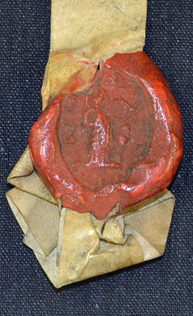 Shropshire 1370 Deed of Gift in relation to Criddon, Bridgnorth with 2 red wax seals on separate - Image 3 of 3