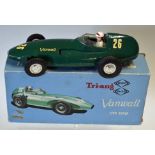 Triang Minic electric 1:20 scale M012 Vanwall racing car having green plastic body with driver,