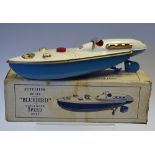 Sutcliffe 'Bluebird' Clockwork Speed Boat complete with original box and key in working order,