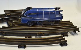 Chad Valley 'Merlin' 0 Gauge tinplate locomotive with a 2-4-0 wheel arrangement, battery operated,