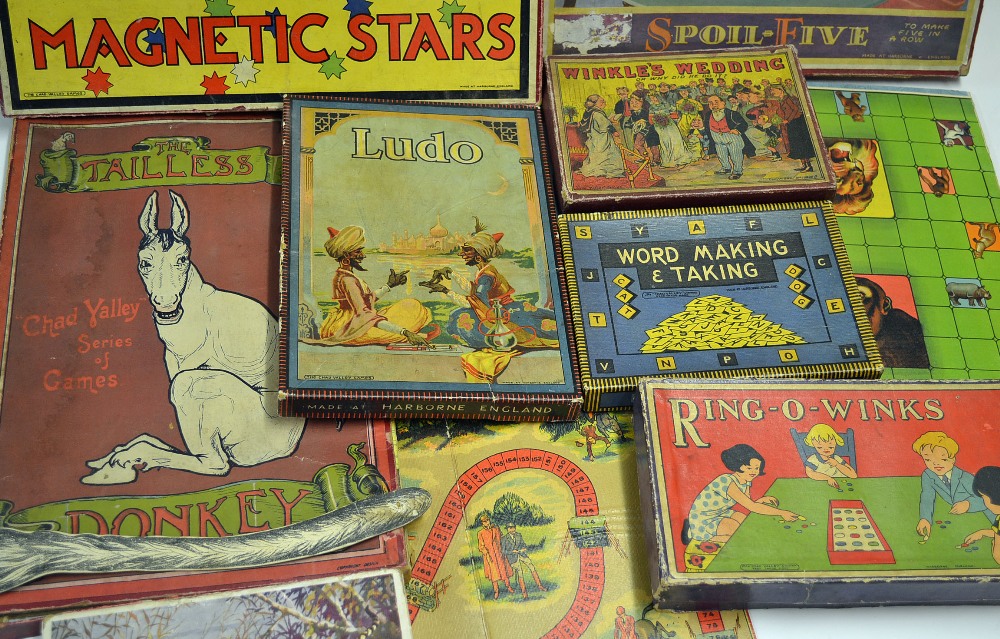 Selection of early Chad Valley board games to include 1909 Tailless Donkey, Winkles Wedding, Steeple - Image 3 of 4