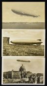 Postcard selection 1930 Hindenburg LZ 129 Zeppelin photocard t/w 1930 LZ127 Zeppelin over Berlin