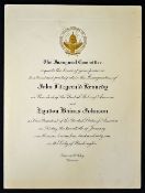 Original Invitation to the 1961 Inauguration of John F Kennedy as President of the United States