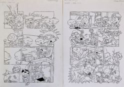 Original Comic Artwork Three pages of Rugrats TV cartoon original comic pen and ink artwork by