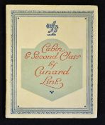 Maritime "CUNARD LINE", Cabin (first) & (second) class c1920 an interesting 25 page publicity