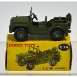Dinky Toys Austin Champ No. 674 in good condition with original box (writing on, used)