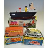 Collection of 3 Plastic Toys to include Telsalda Clockwork Angus Drifter working and Boxed (been
