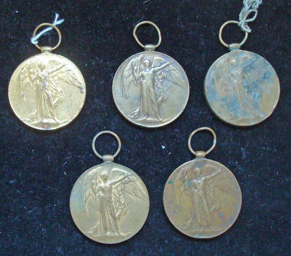 WWI Victory Medals 35287 Antham, 182400 Anderson, and 3x others (5)
