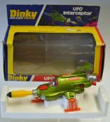 Dinky No.351 UFO Interceptor metallic green, orange legs, interior, yellow/black rocket - good clean