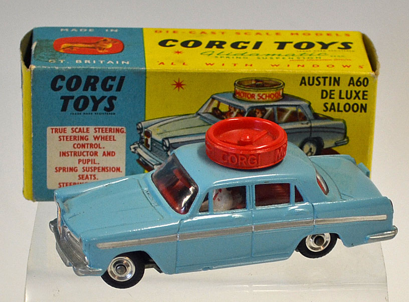 Corgi No.236 Austin A60 De Luxe Saloon "Motor School" Car - pale blue, red interior and roof disc, - Image 2 of 2