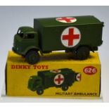 Dinky Toys Military Ambulance No. 626 in good condition with original box (writing on), with driver