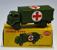 Dinky Toys Military Ambulance No. 626 in good condition with original box (writing on), with driver