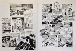 Original Comic Artwork Two pages of Street Hawk original pen and ink strip artwork by Barrie