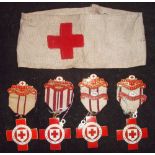 Red Cross Medals and Armband WWI red cross armband together with Red Cross Nursing medal, Air raid