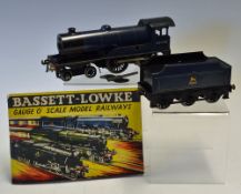 Bassett-Lowke 0 Gauge Prince Charles Clockwork Locomotive 4-4-0 with tender, 62078, missing one side