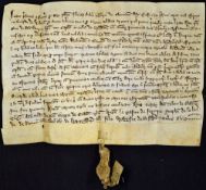 Shropshire c1320 Deed of Gift in relation to Criddon, Bridgnorth undated with a 1/3 of a white