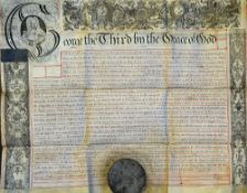 George III Recovery Deed Document c1760 Cambridgeshire c1760 with ornate portrait, capital letter