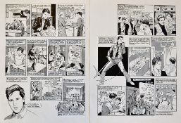 Original Comic Artwork Two pages of Shakin Stevens original pen and ink comic strip artwork by