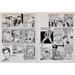 Original Comic Artwork Two pages of Shakin Stevens original pen and ink comic strip artwork by