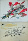 Original Comic Artwork Hand Drawn Military Vehicles Story Board Artwork in Original Pen & Ink by
