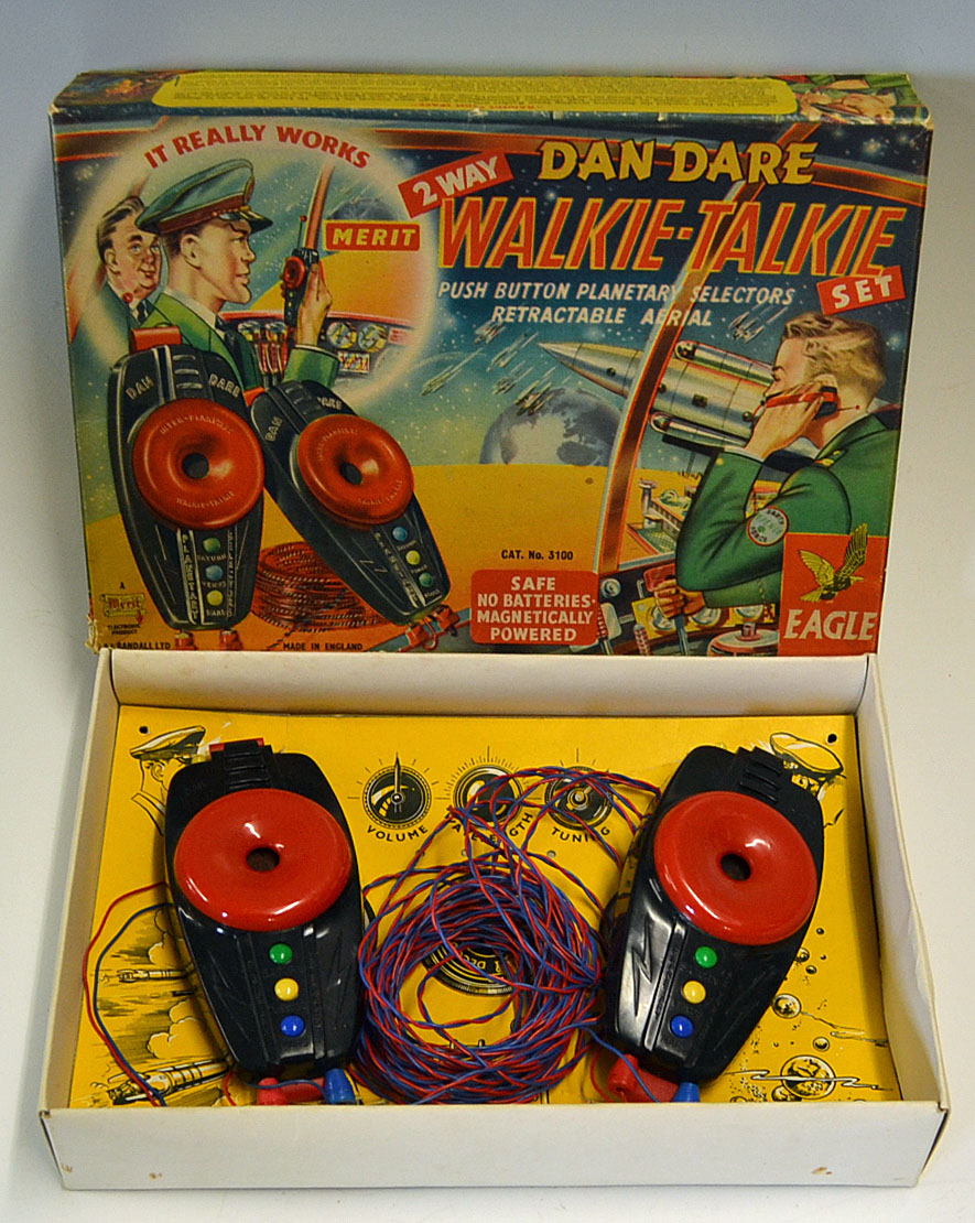 Merit No.3100 "Dan Dare" Walkie Talkie Set finished in red and black - overall condition appears