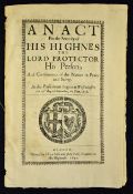 An Act For The Security Of His Highness The Lord Protector Document 1656 with Arms of England and