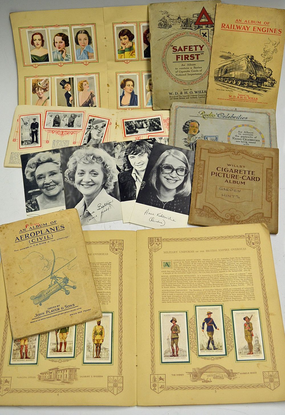 Selection of Cigarette Card albums including John Player & Sons Aeroplanes (Civil), Military
