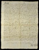 Hawkesworth Indenture 1585 (now part of Leeds) impressive manuscript large document on paper for