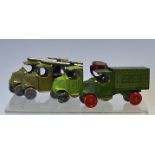 Tootsie Toy  Selection of Vehicles c1920 on Mack truck Chassis, to include Mail Van with metal