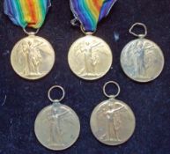 WWI Victory Medals 4-7073 Mead, 12596 Heywood, 4430 Winn, 122527 Robertson and 1 x other (5)