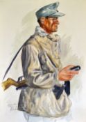 Original Artwork Roman Zenzinger of an Alpine Soldier a fine portrait showing him three quarter