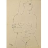 Indian Original Artwork Francis Newton Souza (April 12, 1924 - March 28, 2002), figure of a nude