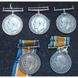 WWI British War Medals 101112 Seymore, T-443 Winn, 133723 Leech, 12596, and K25059 Wrigley (5)