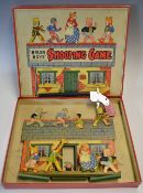 1930s Chad Valley Bruin Boys Shooting Game complete with 9 figures housed in a illustrated box