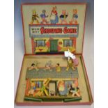 1930s Chad Valley Bruin Boys Shooting Game complete with 9 figures housed in a illustrated box